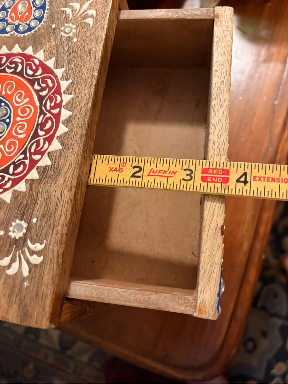 Unique, free-spirited, boho, vintage feel decor, storage box.